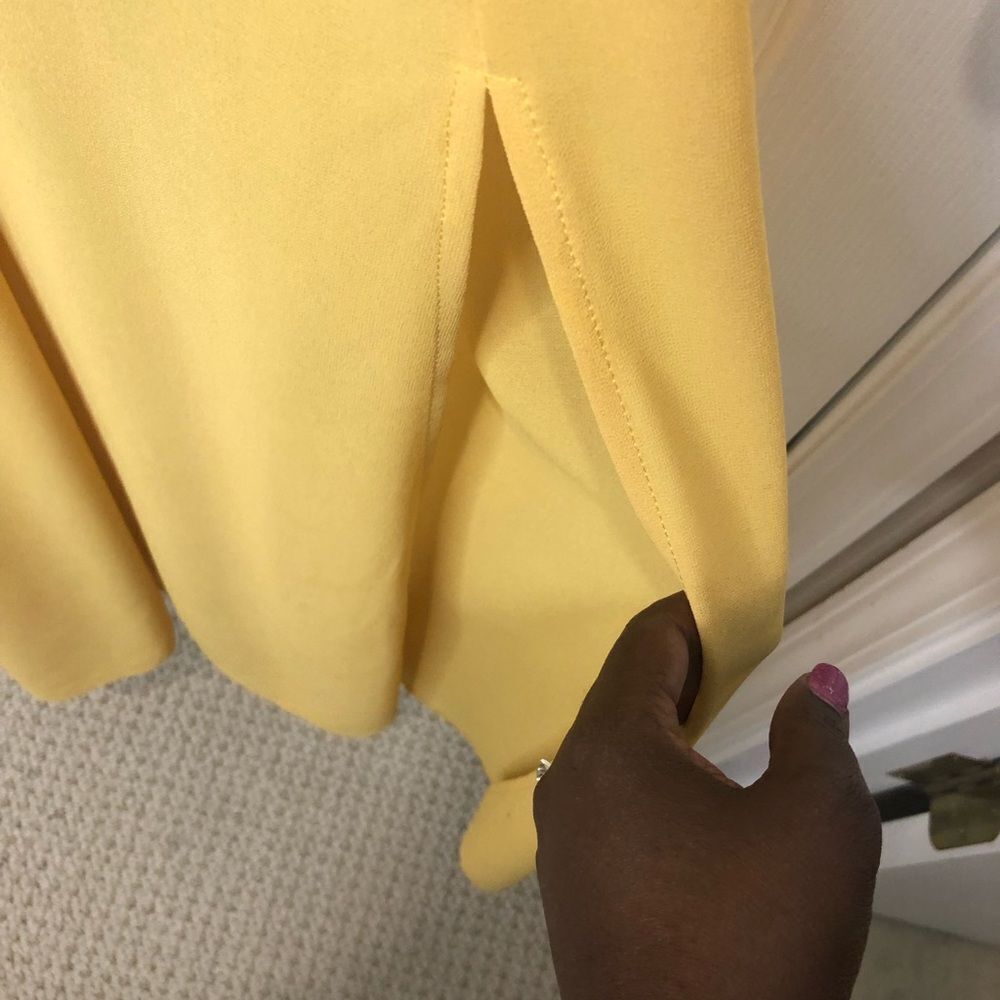 Windsor yellow thin spaghetti strap maxi prom homecoming dress, size small - Picture 6 of 16